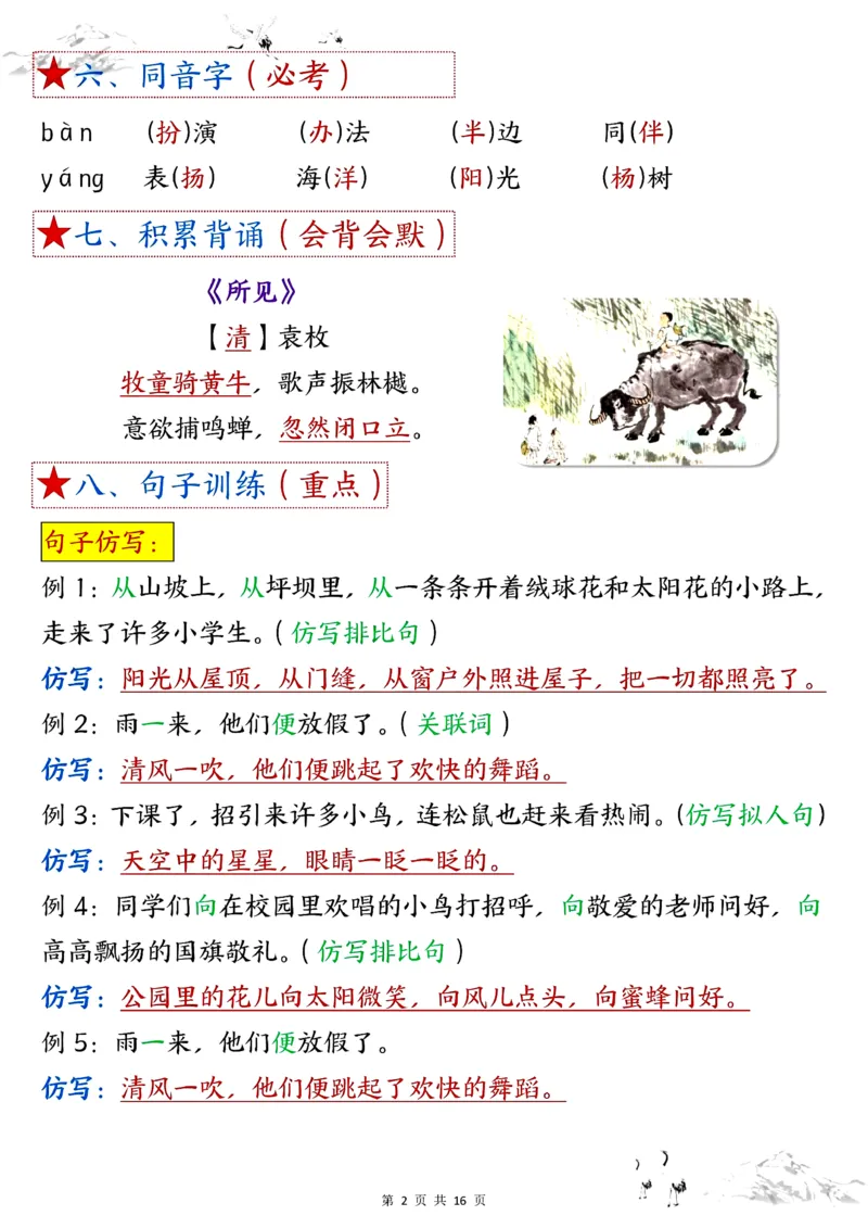 《三年级上册语文第一单元考点总结_3年级上册同步教辅合集_3上-语文_三上语文-核心考点》第2页预览