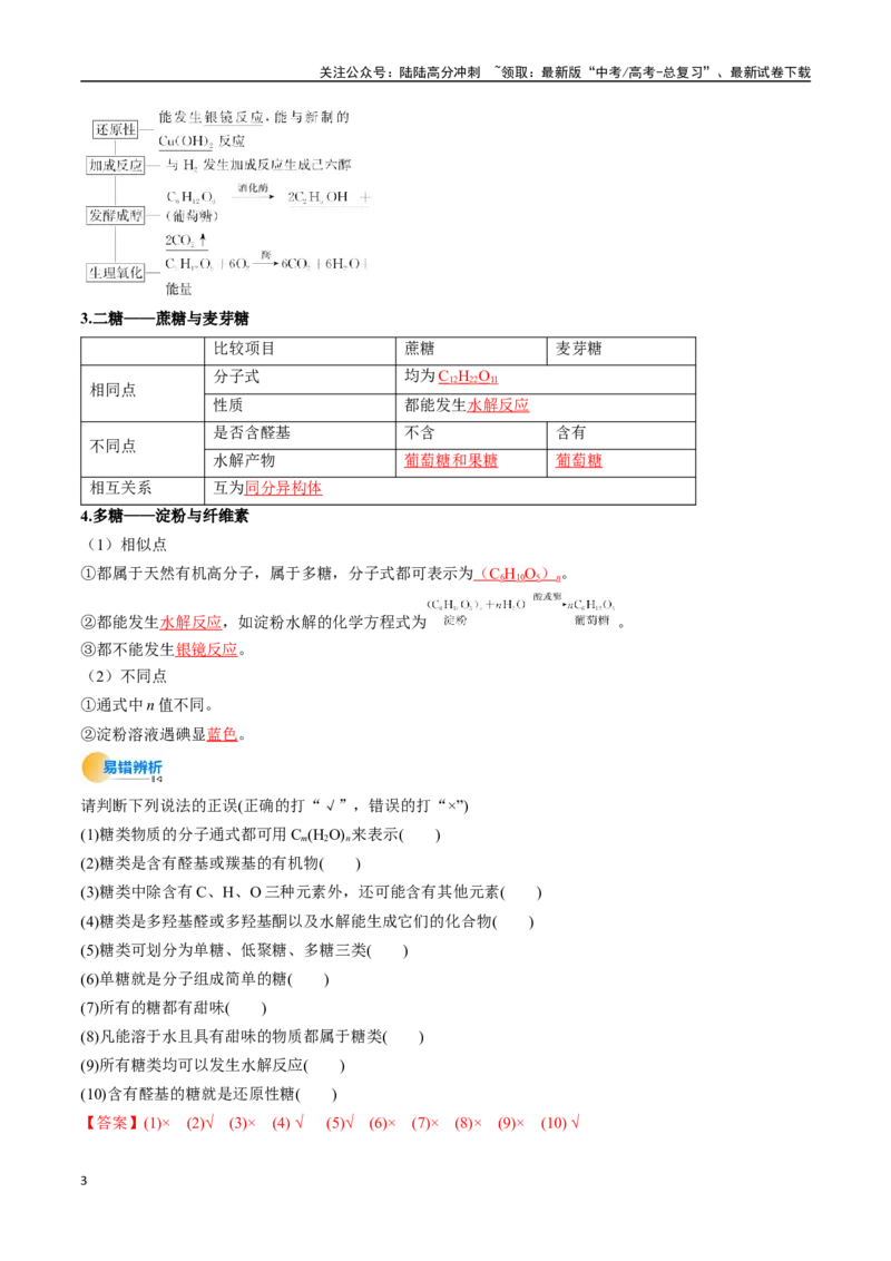 《考点37生物大分子、合成高分子（核心考点精讲精练）-（新高考通用）（教师版）_05-化学-高考总复习_一轮复习_2025年_2025年高考化学一轮复习考点精讲精练（新高考通用）》第3页预览
