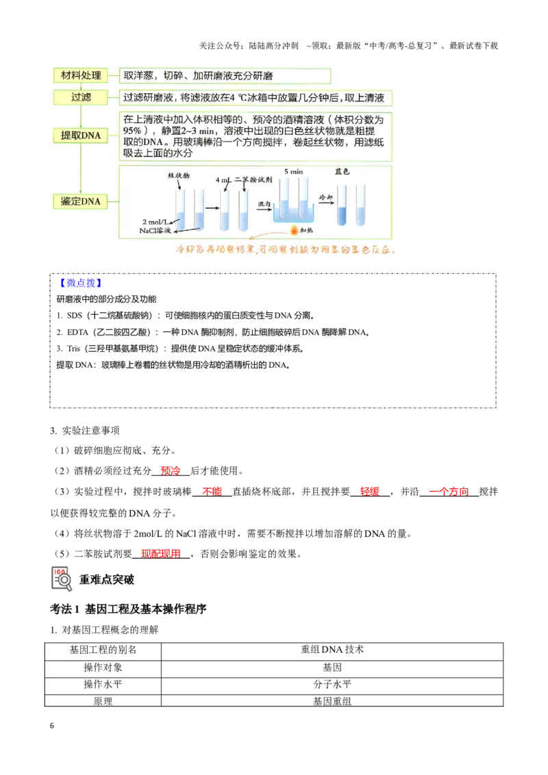 《考点49基因工程的工具及操作程序（讲义）（解析版）_06-生物-高考总复习_一轮复习_2024年_2023-2024学年高三生物一轮复习_资料》第6页预览