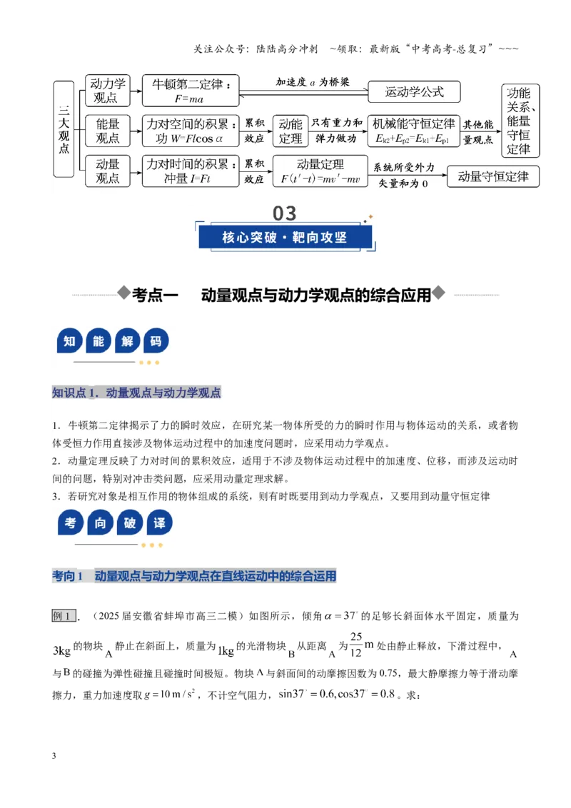 《第28讲 三大观点解决力学问题（复习讲义）（湖南专用）（教师版）_04-物理-高考总复习_一轮复习_2026年-物理高考一轮复习_2026年高考物理一轮课件+讲义+练习（湖南专用）-G331》第3页预览