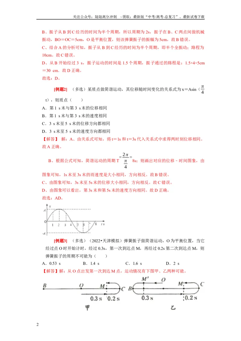 《第27讲　机械振动（解析版）_04-物理-高考总复习_一轮复习_2024年_2024年高考物理一轮复习考点精讲精练巩固全国通用_资料》第2页预览