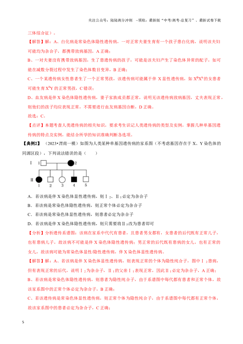 《考点25人类遗传病（讲义）（解析版）_06-生物-高考总复习_一轮复习_2024年_2023-2024学年高三生物一轮复习_资料》第5页预览
