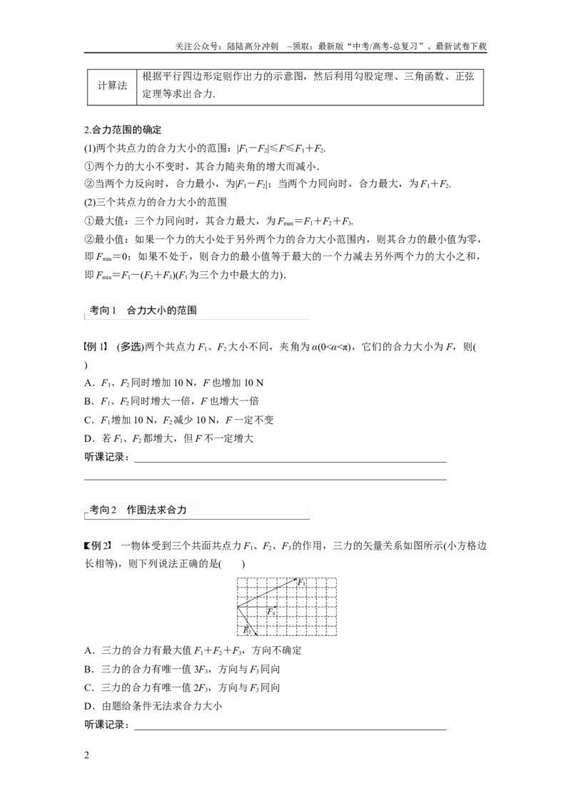 《第2章第3讲　力的合成与分解_04-物理-高考总复习_一轮复习_2024年_2024高考物理大一轮复习课件讲义新人教版知识总结_2024年高考物理一轮复习讲义（新人教版）_学生版在此文件夹》第2页预览