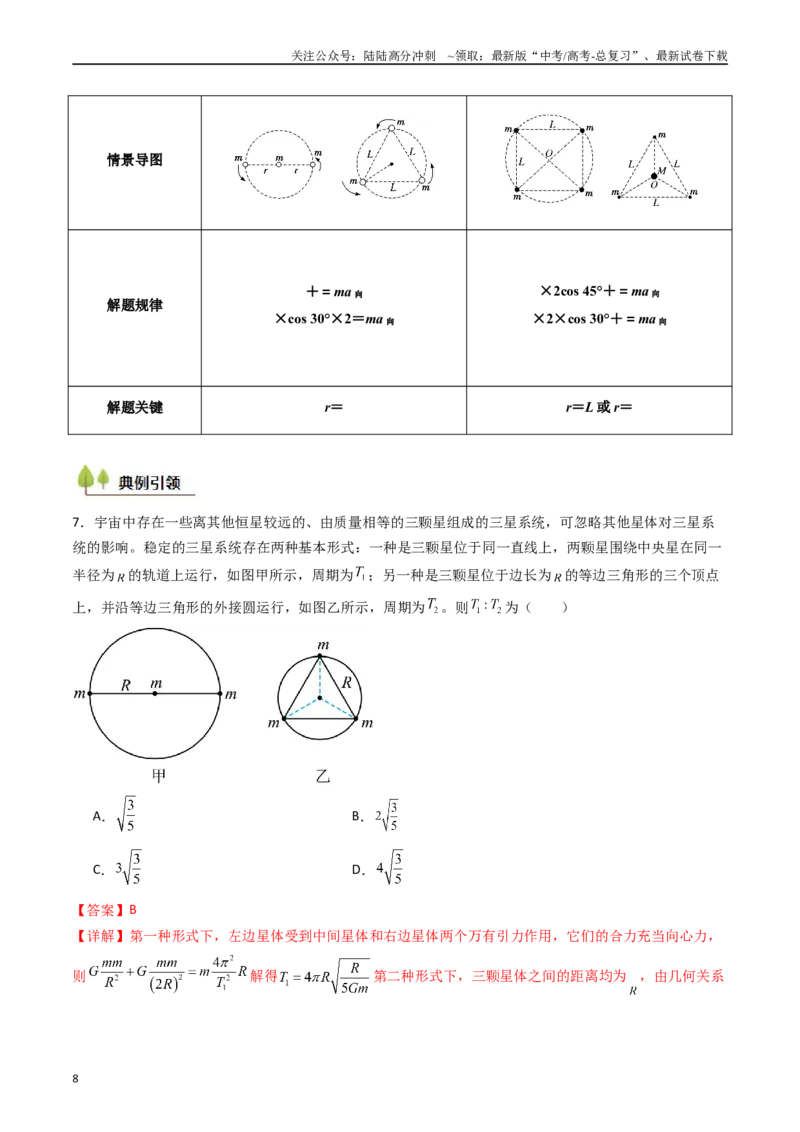 《考点21卫星变轨问题多星模型 （核心考点精讲精练）（教师版）_04-物理-高考总复习_一轮复习_2025年_2025年高考物理一轮复习考点精讲精练（新高考通用）》第8页预览