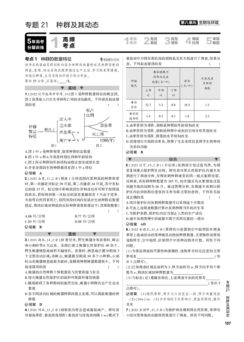 《1_专题21　种群及其动态(PDF版）_2023版教学资源包_2023版新高考新教材版选考总复习生物5·3B版_21_专题二十一种群及其动态_4_专题电子书》第1页预览
