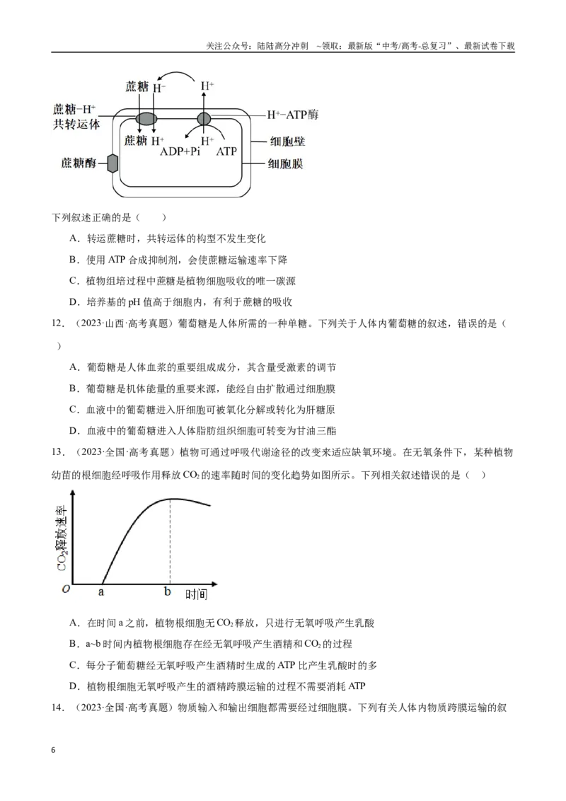 《第2天物质运输、酶和ATP（原卷版）_06-生物-高考总复习_专项复习_2024年_2024年高考生物考前15天夺分必备_资料》第6页预览