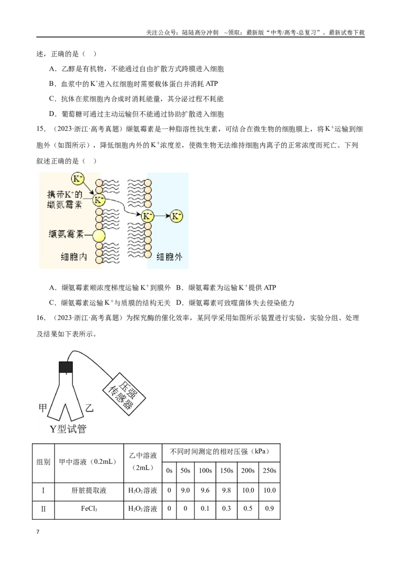 《第2天物质运输、酶和ATP（原卷版）_06-生物-高考总复习_专项复习_2024年_2024年高考生物考前15天夺分必备_资料》第7页预览