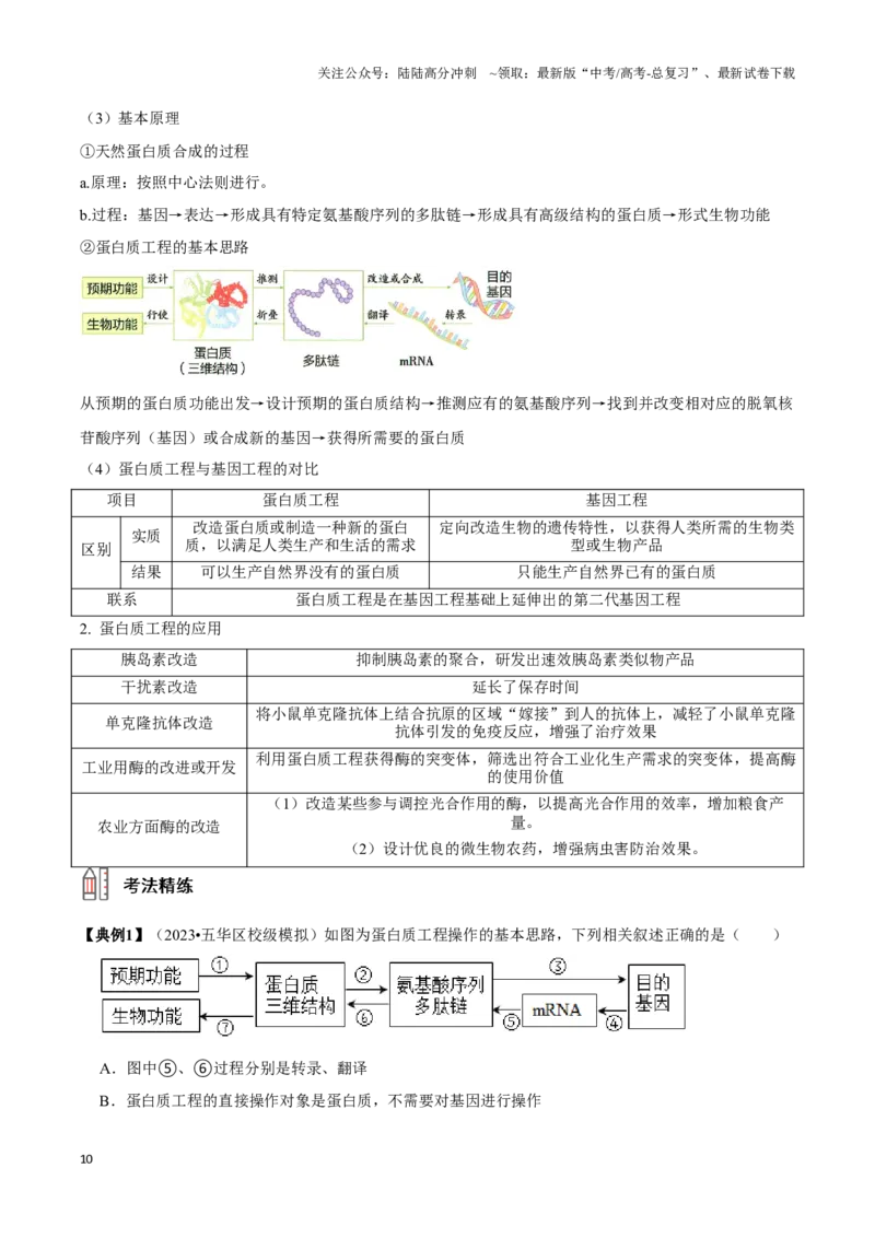 《考点50&考点51基因工程的应用及蛋白质工程生物技术的安全性与伦理问题（讲义）（解析版）_06-生物-高考总复习_一轮复习_2024年_2023-2024学年高三生物一轮复习_资料》第10页预览