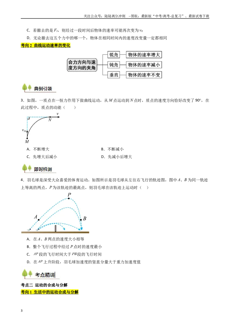 《考点14曲线运动运动的合成与分解（核心考点精讲精练）（学生版）_04-物理-高考总复习_一轮复习_2025年_2025年高考物理一轮复习考点精讲精练（新高考通用）》第3页预览