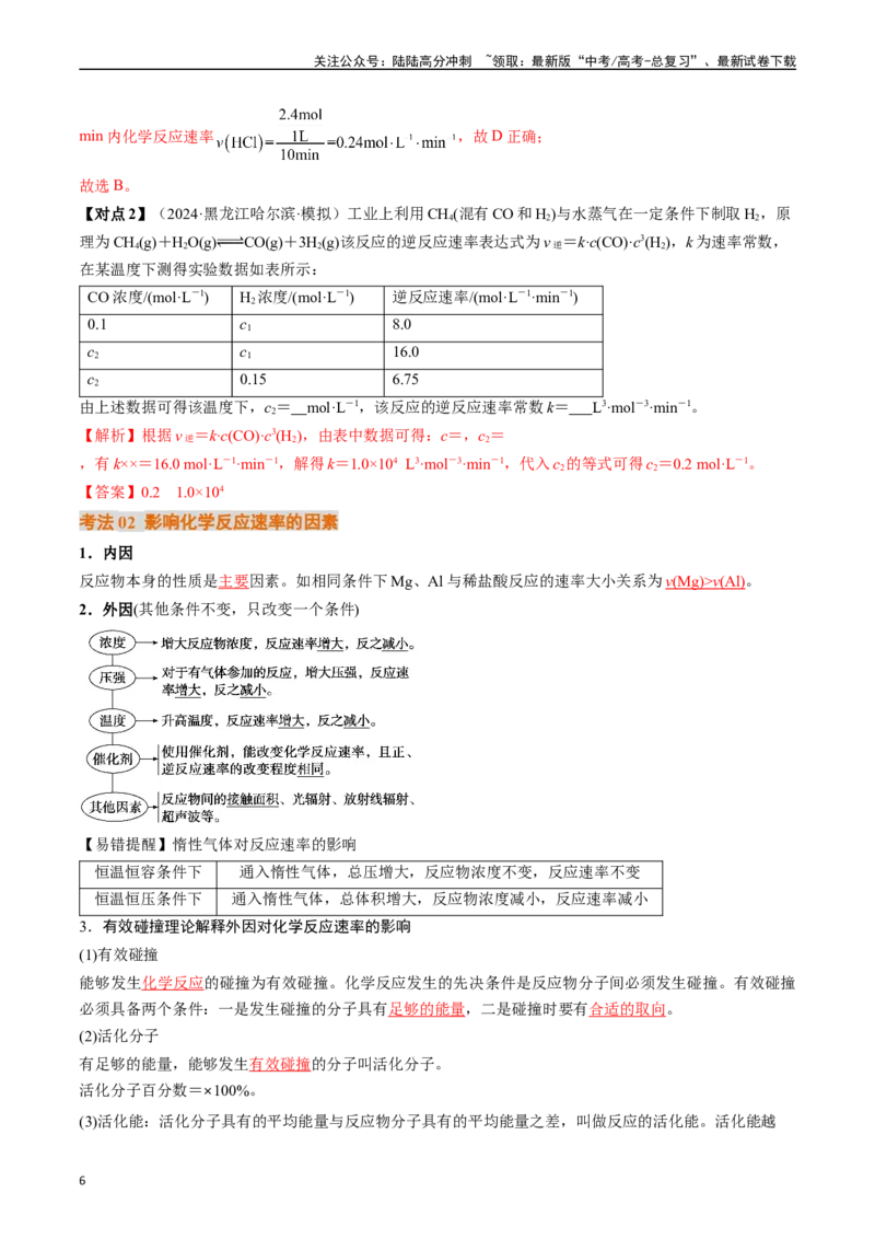 《考点25化学反应速率及其影响因素（核心考点精讲精练）-（新高考通用）（教师版）_05-化学-高考总复习_一轮复习_2025年_2025年高考化学一轮复习考点精讲精练（新高考通用）》第6页预览