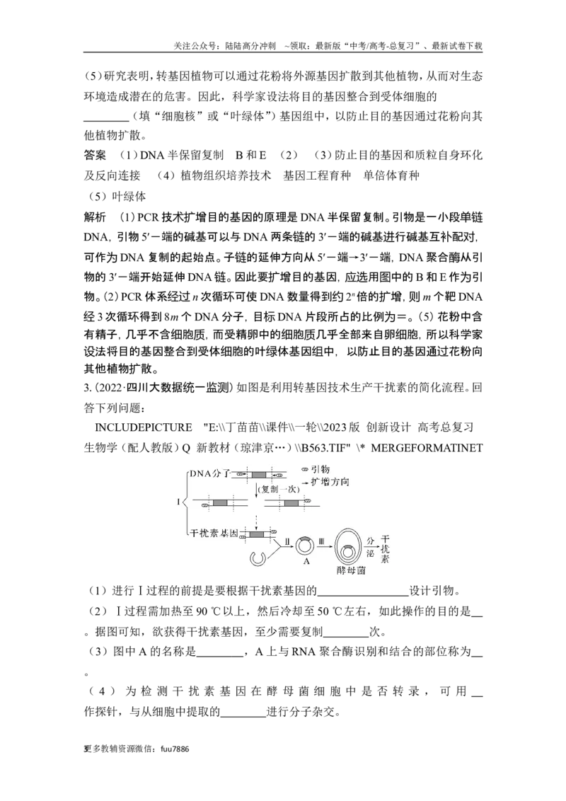 《热点微练22PCR技术的应用(尖子生特训)_06-生物-高考总复习_一轮复习_2024年_2024高考生物大一轮复习课件讲义新人教版知识总结_2024年高考生物一轮复习讲义（新人教版）_另赠1套Word版题库》第3页预览