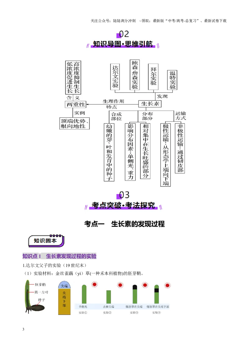 《第31讲植物生命活动调节（第一课时，植物生长素及其生理作用）（讲义）（教师版）_06-生物-高考总复习_一轮复习_2025年_2025年新高考生物一轮复习讲义PPT知识点习题训_资料》第3页预览