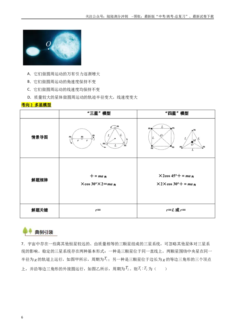 《考点21卫星变轨问题多星模型 （核心考点精讲精练）（学生版）_04-物理-高考总复习_一轮复习_2025年_2025年高考物理一轮复习考点精讲精练（新高考通用）》第6页预览