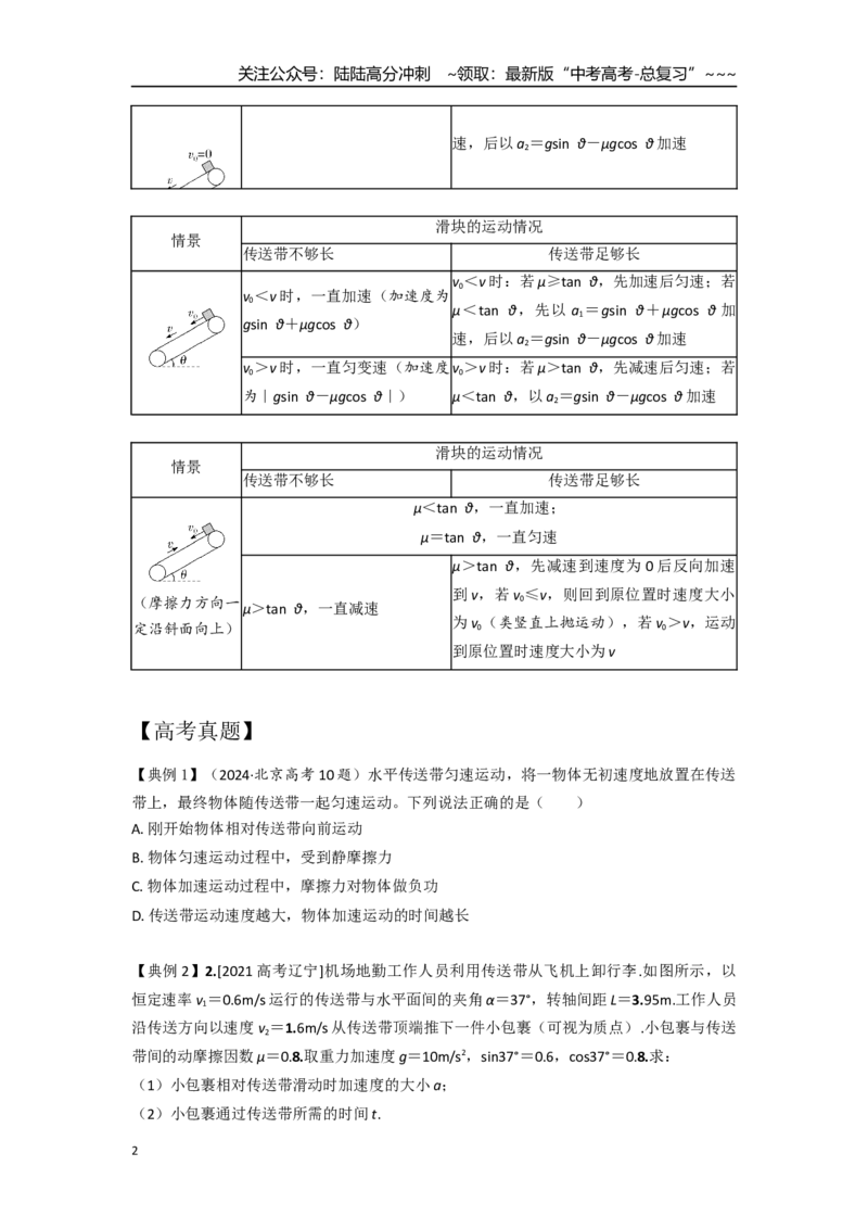 《考点19动力学中的传送带模型（学生版）_04-物理-高考总复习_一轮复习_2026年-物理高考一轮复习_2026年高考物理一轮复习重点考点解读与针对性精讲练-G449_资料_2026版》第2页预览