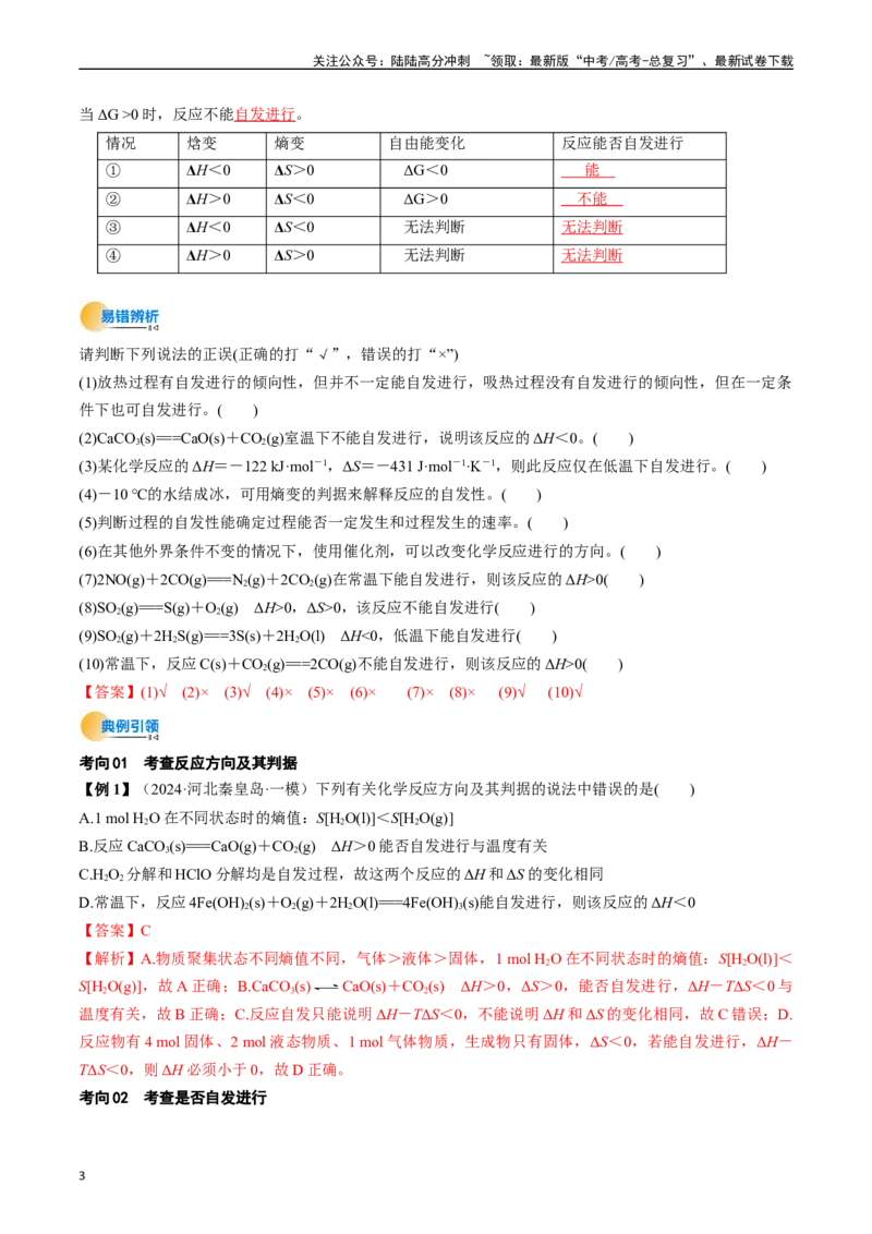 《考点28化学反应的方向、化学反应的调控（核心考点精讲精练）-（新高考通用）（教师版）_05-化学-高考总复习_一轮复习_2025年_2025年高考化学一轮复习考点精讲精练（新高考通用）》第3页预览