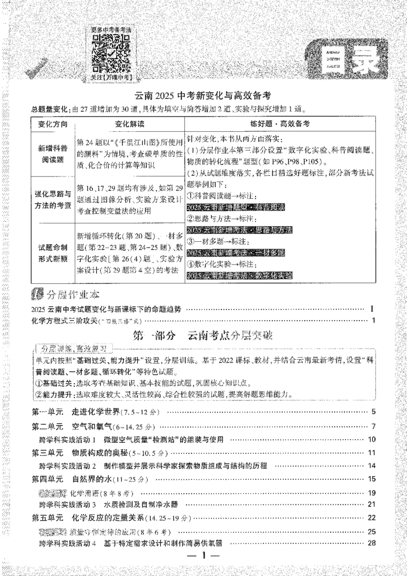 《1试题研究A4_2026版《万维中考试题研究》多省合集_2026版《万唯中考-试题研究》云南语数英物化_2026万唯中考试题研究云南化学》第5页预览
