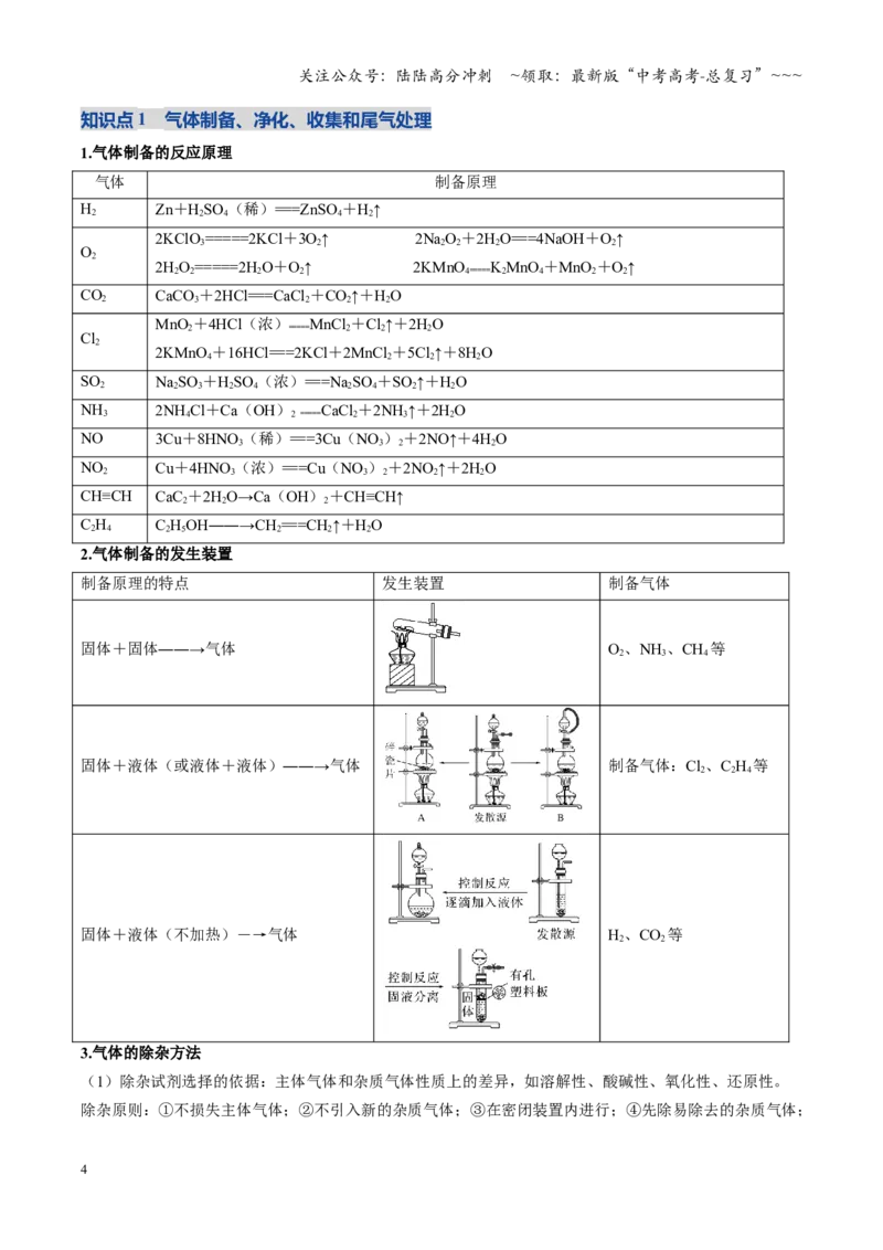 《第03讲常见物质的制备（复习讲义）（黑吉辽蒙专用）（学生版）_05-化学-高考总复习_一轮复习_2026年-化学高考一轮复习_2026年高考化学一轮课件+讲义+练习（黑吉辽蒙专用）-G330》第4页预览