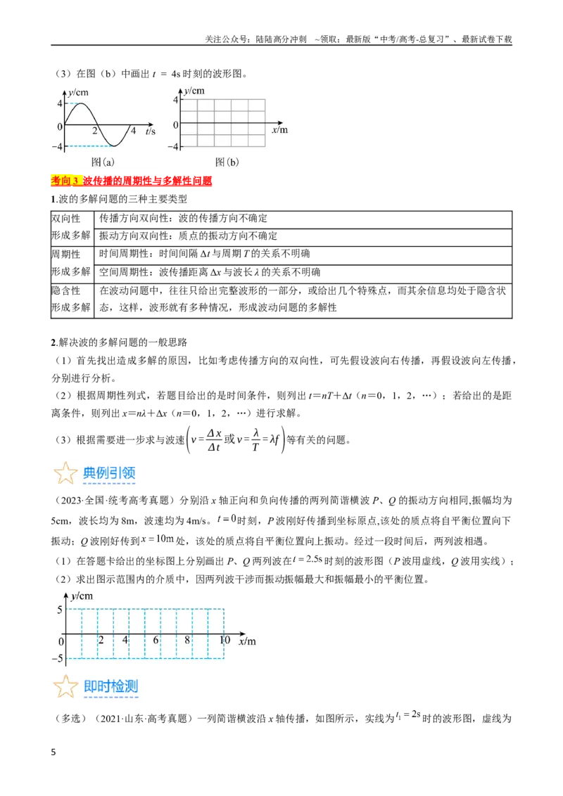 《考点62机械波（原卷版）_04-物理-高考总复习_一轮复习_2024年_2024年高考物理一轮复习考点帮（全国通用）》第5页预览