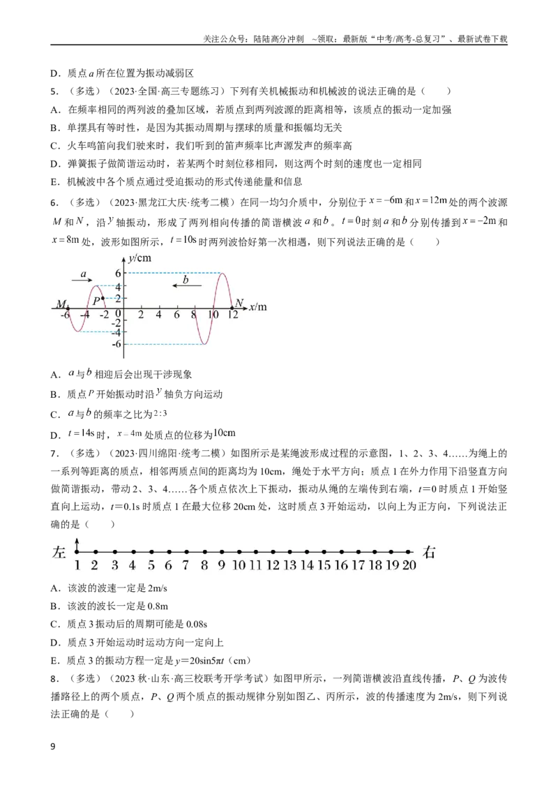 《考点62机械波（原卷版）_04-物理-高考总复习_一轮复习_2024年_2024年高考物理一轮复习考点帮（全国通用）》第9页预览