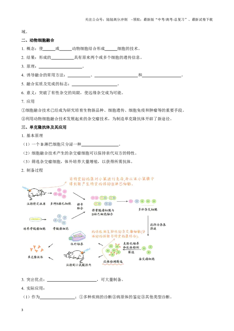 《考点47动物细胞工程（讲义）（原卷版）_06-生物-高考总复习_一轮复习_2024年_2023-2024学年高三生物一轮复习_资料》第3页预览