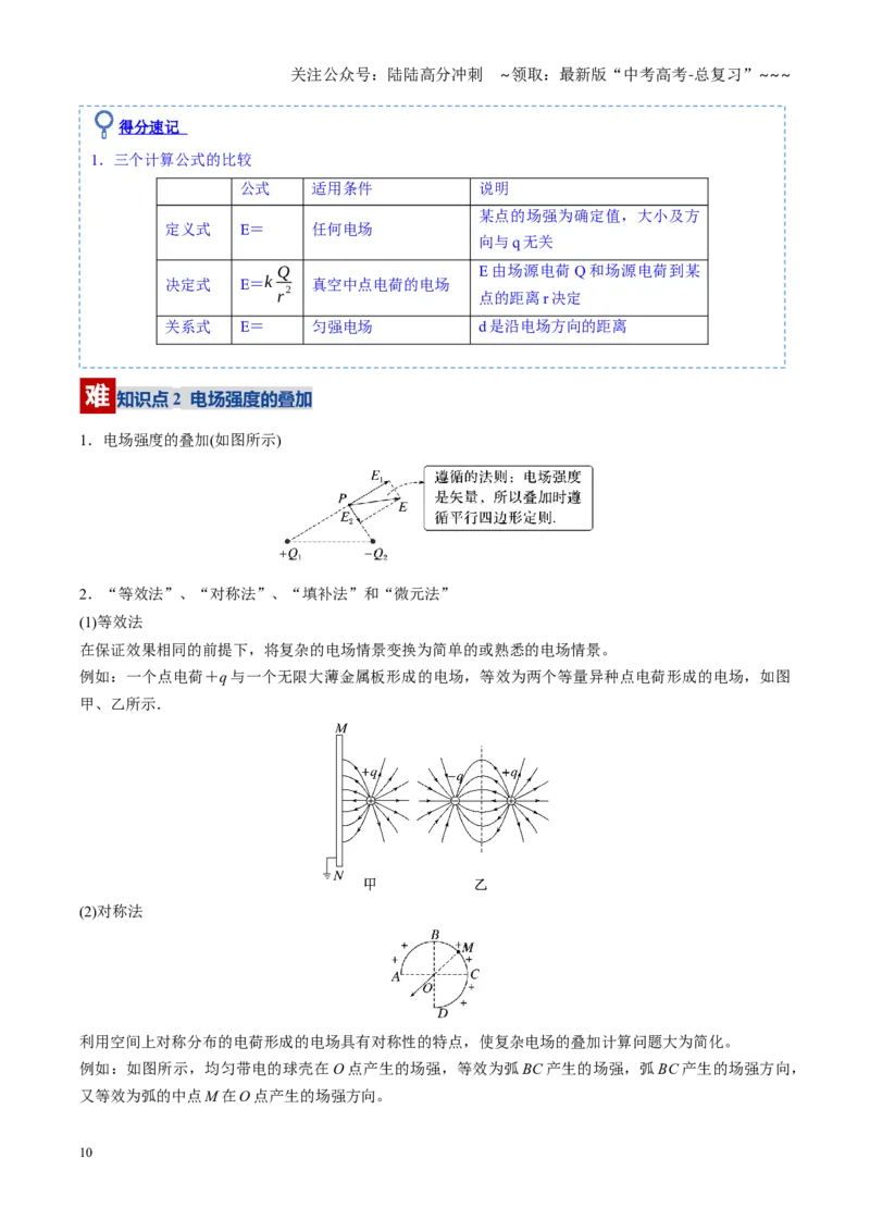 《第33讲电场力的性质（复习讲义）（黑吉辽蒙专用）（学生版）_04-物理-高考总复习_一轮复习_2026年-物理高考一轮复习_2026年高考物理一轮课件+讲义+练习（黑吉辽蒙专用）-G330》第10页预览