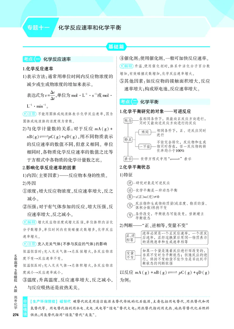 《1_4.PDF教参电子书——知识讲解册_2024版教学资源包_2024版.新高考版化学.5·3A版_11_专题十一化学反应速率和化学平衡_6_专题电子书》第1页预览