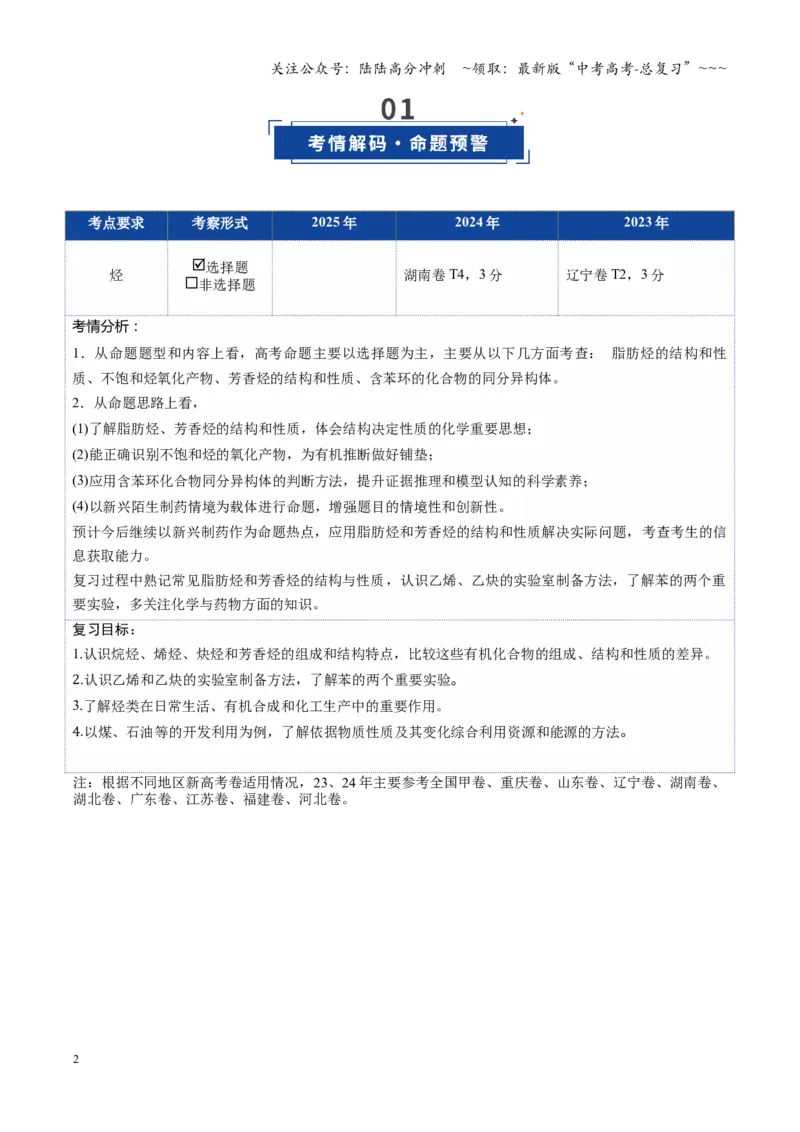 《第02讲烃（复习讲义）（教师版）_05-化学-高考总复习_一轮复习_2026年-化学高考一轮复习_2026年高考化学一轮课件+讲义+练习（四川专用）-G335》第2页预览