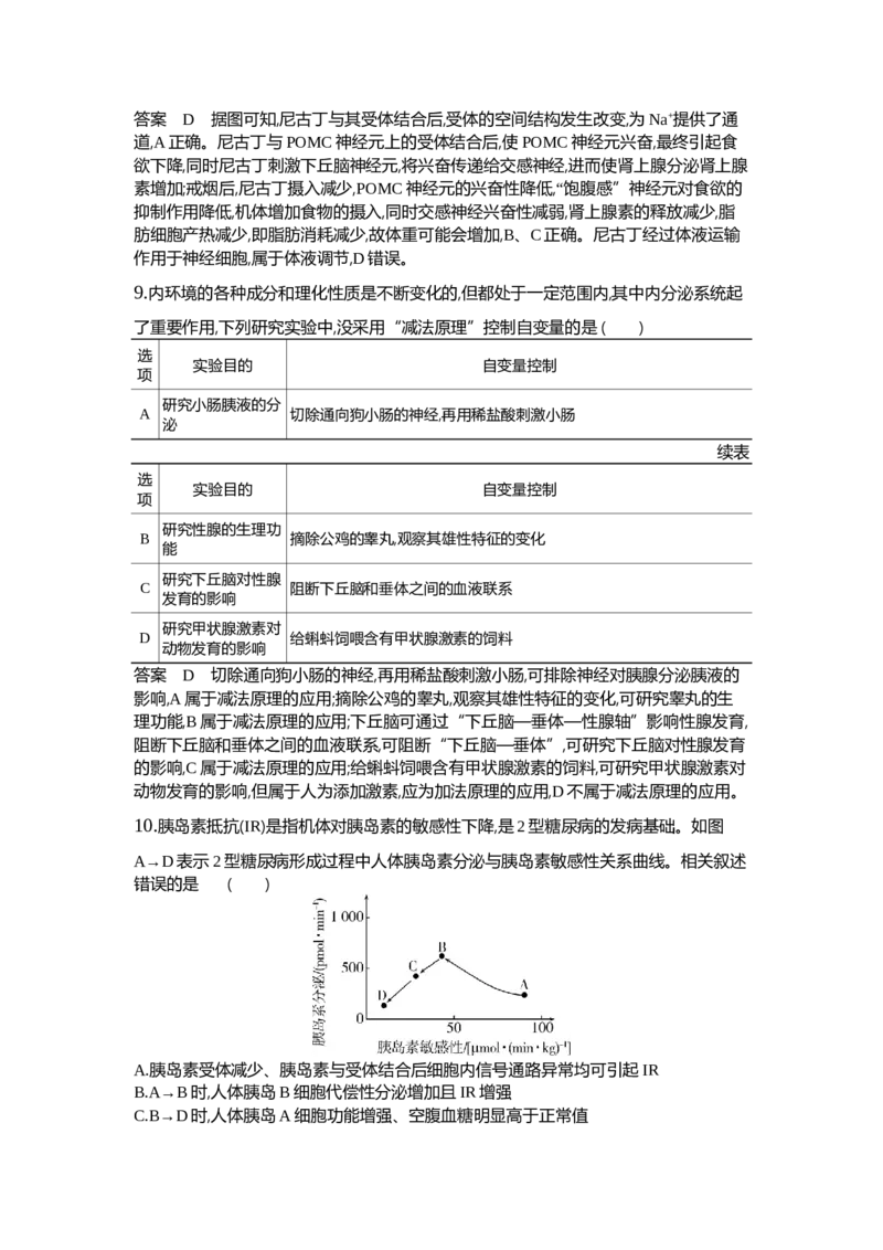 《1_18-专题十八体液调节及其与神经调节的关系_2024版教学资源包_2024版.新高考版生物.5·3A版_18_专题十八体液调节及其与神经调节的关系_6_专题检测》第9页预览
