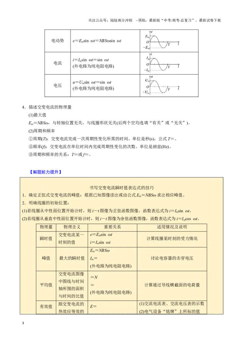《第23讲交变电流（三大题型）（举一反三）（学生版）_04-物理-高考总复习_专项复习_2025年_2025年高考物理举一反三系列（新高考通用）_资料》第3页预览