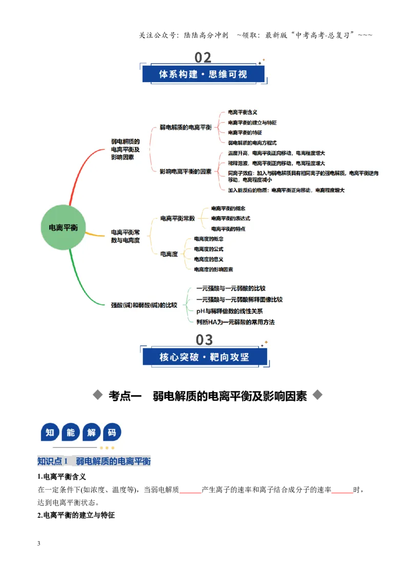 《第01讲电离平衡（复习讲义）（黑吉辽蒙专用）（学生版）_05-化学-高考总复习_一轮复习_2026年-化学高考一轮复习_2026年高考化学一轮课件+讲义+练习（黑吉辽蒙专用）-G330》第3页预览