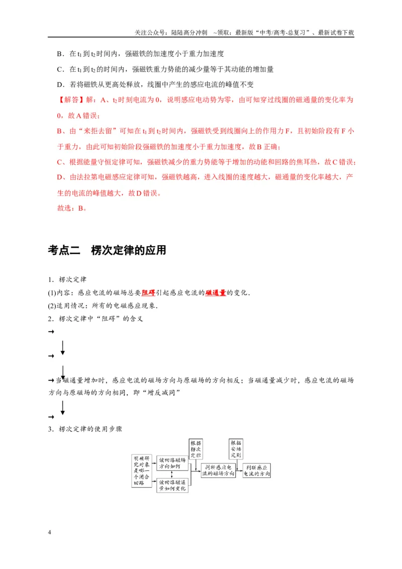 《第23讲　电磁感应现象楞次定律（解析版）_04-物理-高考总复习_一轮复习_2025年_2025届高考物理一轮复习考点精讲精练（全国通用）_资料_1-资料》第4页预览