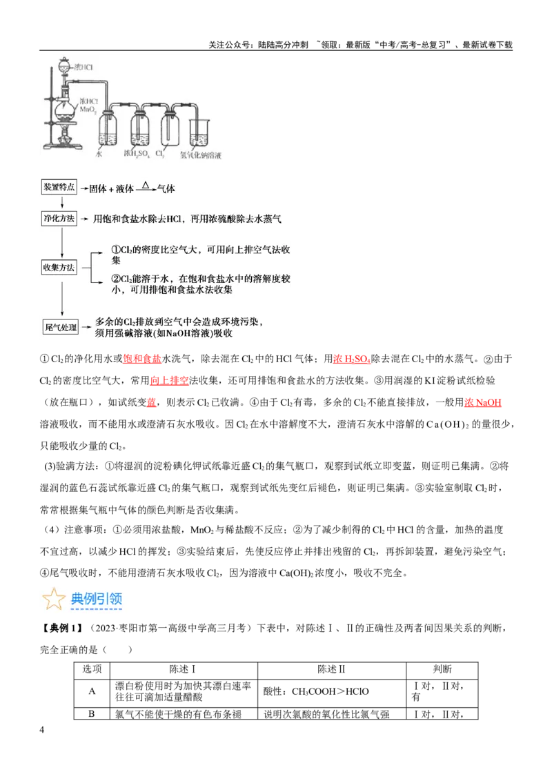 《考点14氯及其化合物（核心考点精讲精练）-备战2024年高考化学一轮复习考点帮（新高考专用）（教师版）_05-化学-高考总复习_一轮复习_2024年_2024年高考化学一轮复习考点帮（新高考专用）》第4页预览