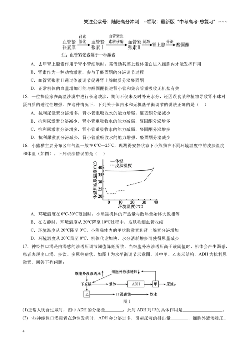 《第27讲体液调节与神经调节的关系（专项训练）（四川专用）（学生版）_06-生物-高考总复习_一轮复习_2026年-生物高考一轮复习_2026年高考生物一轮课件+讲义+练习（四川专用）-G335》第4页预览