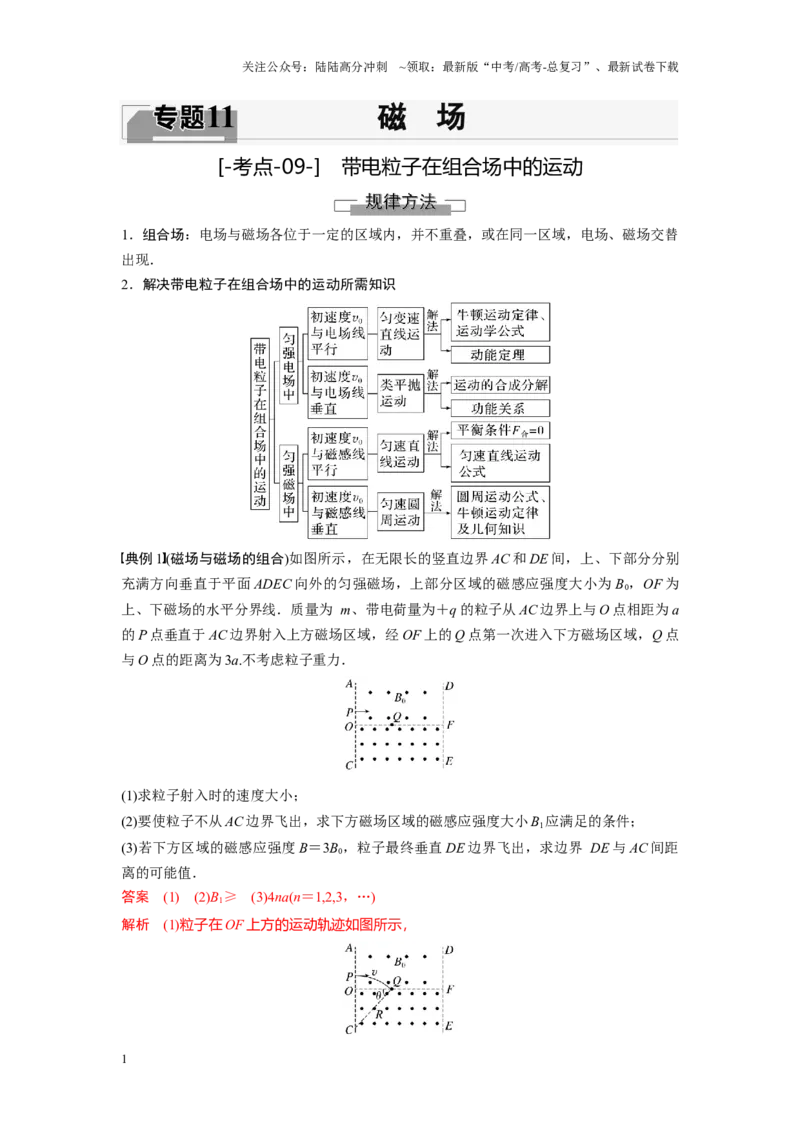 《考点09带电粒子在组合场中的运动（解析版）_04-物理-高考总复习_一轮复习_2024年_2024年新高考物理一轮专题复习方略_资料_第十一章磁场(11)份》第1页预览