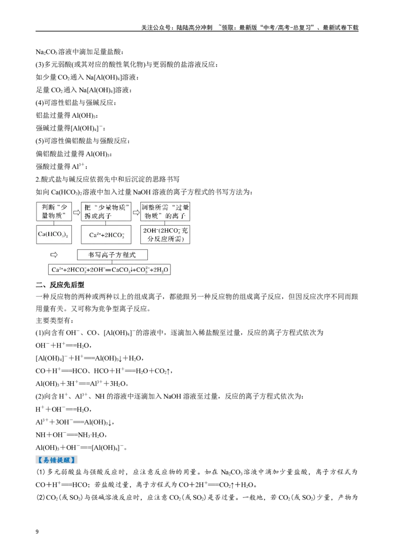 《考点02离子反应离子方程式（核心考点精讲精练）-（新高考通用）（学生版）_05-化学-高考总复习_一轮复习_2025年_2025年高考化学一轮复习考点精讲精练（新高考通用）》第9页预览