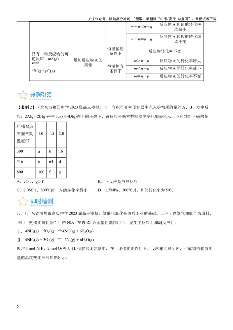 《考点3化学平衡常数及转化率的计算（核心考点精讲精练）-备战2024年高考化学一轮复习考点帮（新高考专用）（原卷版）_05-化学-高考总复习_一轮复习_2024年》第5页预览