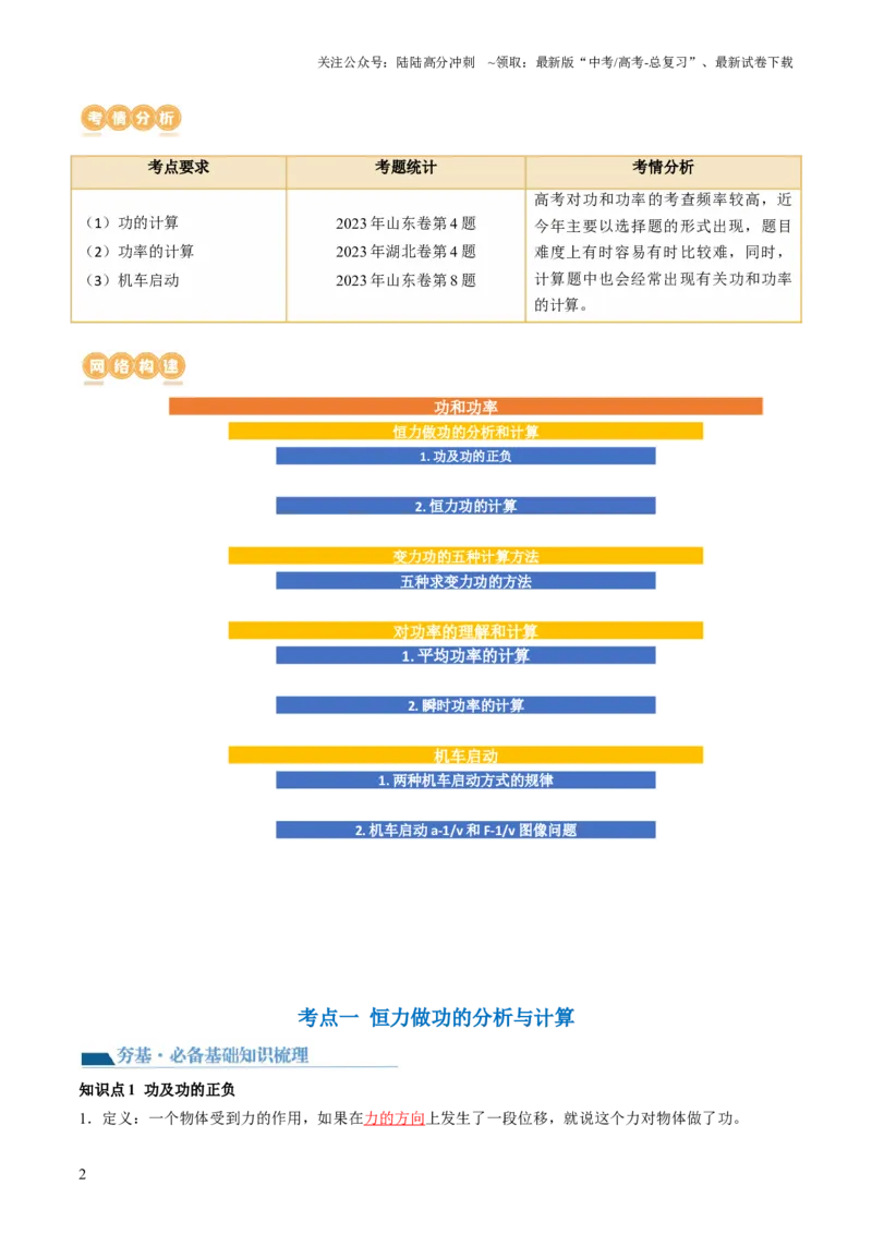 《第25讲功和功率（讲义）（解析版）_04-物理-高考总复习_一轮复习_2024年_2024年高考物理一轮复习讲练测（讲义+练习+课件）（新高考）_讲义+练习_第25讲功和功率（讲义）》第2页预览