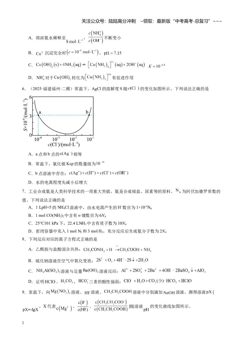《第八章水溶液中的离子反应（综合训练）（福建通用）（学生版）_05-化学-高考总复习_一轮复习_2026年-化学高考一轮复习_2026年高考化学一轮课件+讲义+练习（福建专用）-G328》第2页预览