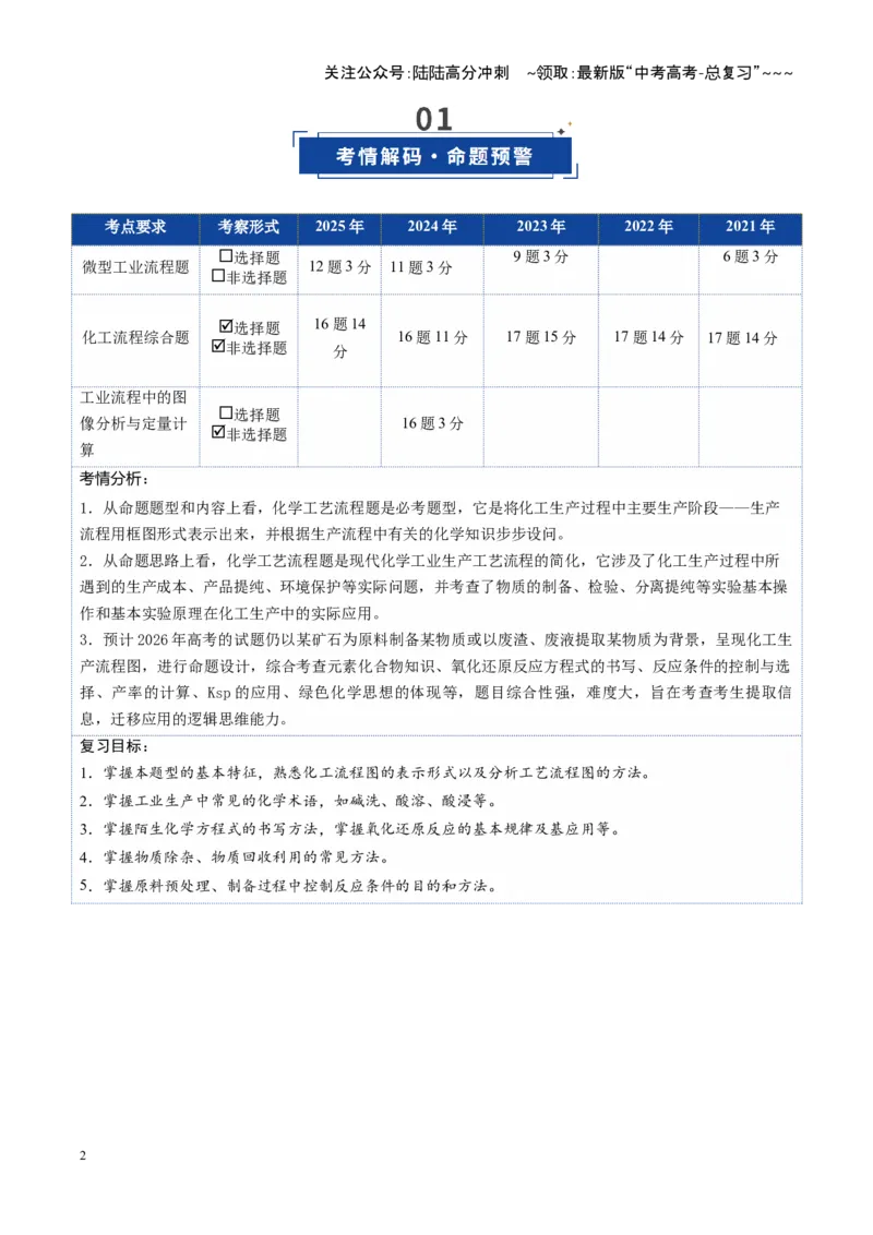 《第05讲工业流程题解题策略（复习讲义）（湖南专用）（学生版）_05-化学-高考总复习_一轮复习_2026年-化学高考一轮复习_2026年高考化学一轮课件+讲义+练习（湖南专用）-G331》第2页预览