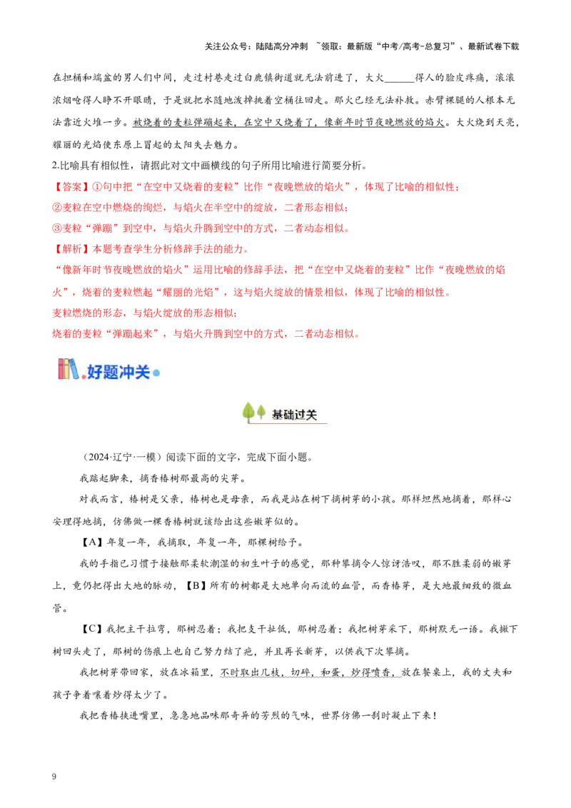 《考点41辨析与鉴赏修辞手法（教师版）_一轮复习_2025年_2025年高考语文一轮复习考点精讲精练（新高考通用）》第9页预览