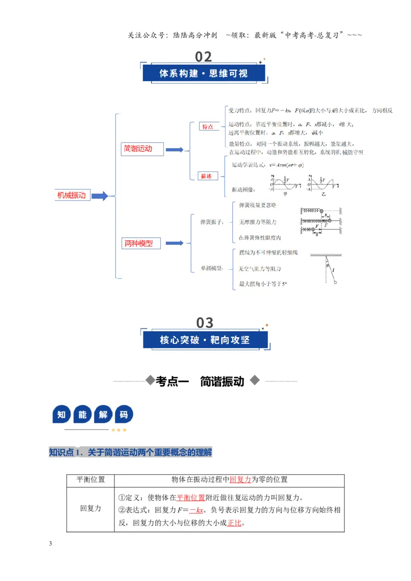 《第30讲机械振动（复习讲义）（湖南专用）（教师版）_04-物理-高考总复习_一轮复习_2026年-物理高考一轮复习_2026年高考物理一轮课件+讲义+练习（湖南专用）-G331》第3页预览