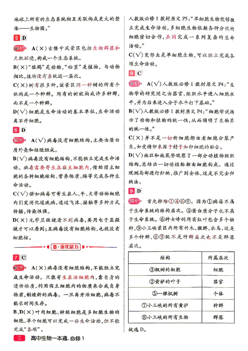 《2027一生儿生物一本通必修一答案册_2027一生儿高中生物一本通必修一》第4页预览