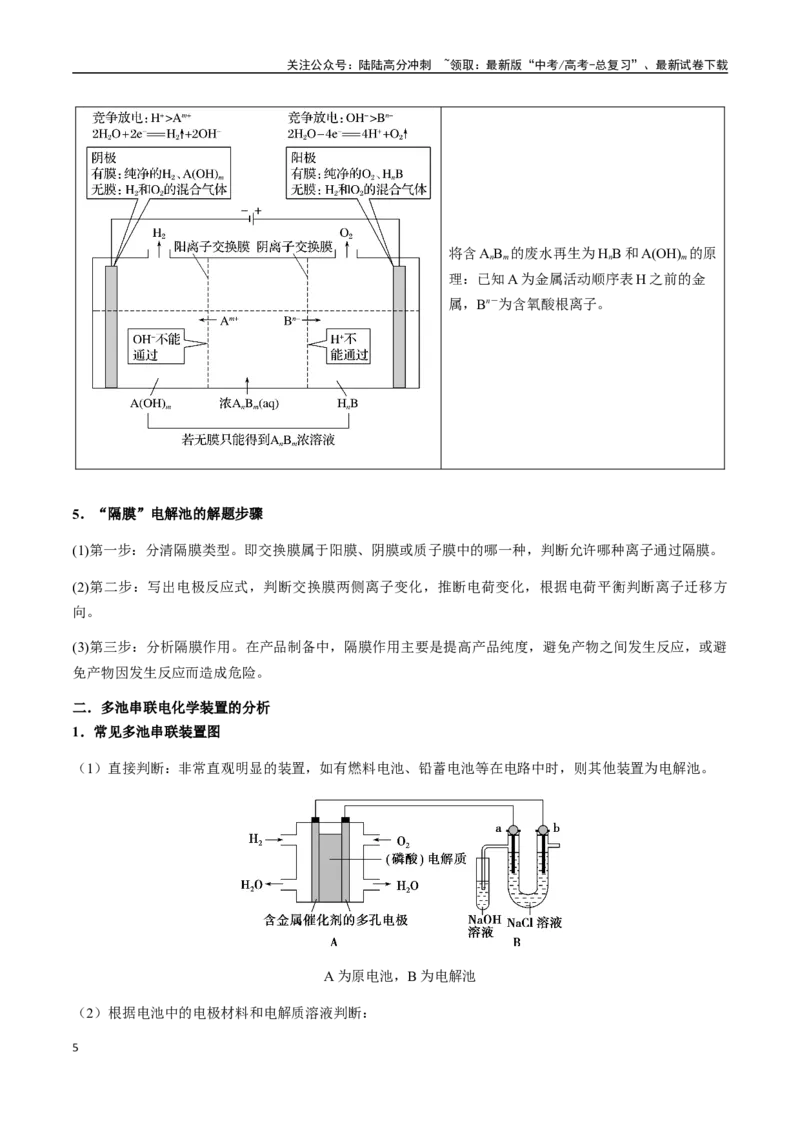 《考点38多池串联、隔膜多室电化学装置（学生版）（新教材新高考）_05-化学-高考总复习_一轮复习_2025年_2025年高考化学一轮·考点讲义练习复习讲义（新教材新高考）_资料》第5页预览