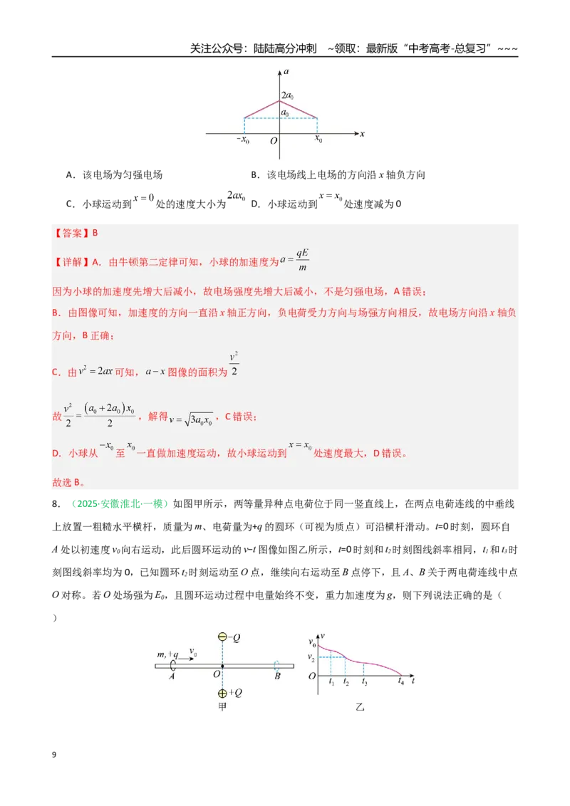 《第30讲电场中的功能关系及图像问题（专项训练）（安徽专用）（教师版）_04-物理-高考总复习_一轮复习_2026年-物理高考一轮复习_2026年高考物理一轮课件+讲义+练习（安徽专用）-G326》第9页预览