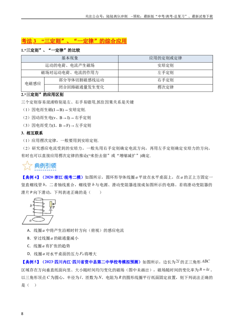 《考点49电场感应现象楞次定律（核心考点精讲+分层精练）原卷版_04-物理-高考总复习_一轮复习_2024年_2024年高考物理一轮复习考点帮（新高考专用）》第8页预览