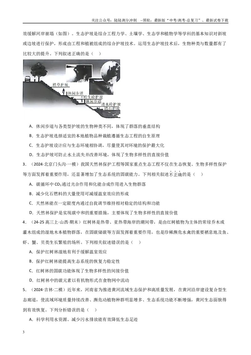 《热点04生态保护与碳中和（学生版）_06-生物-高考总复习_专项复习_2025年_2025年高考生物重难点讲义专练（新高考通用）》第3页预览