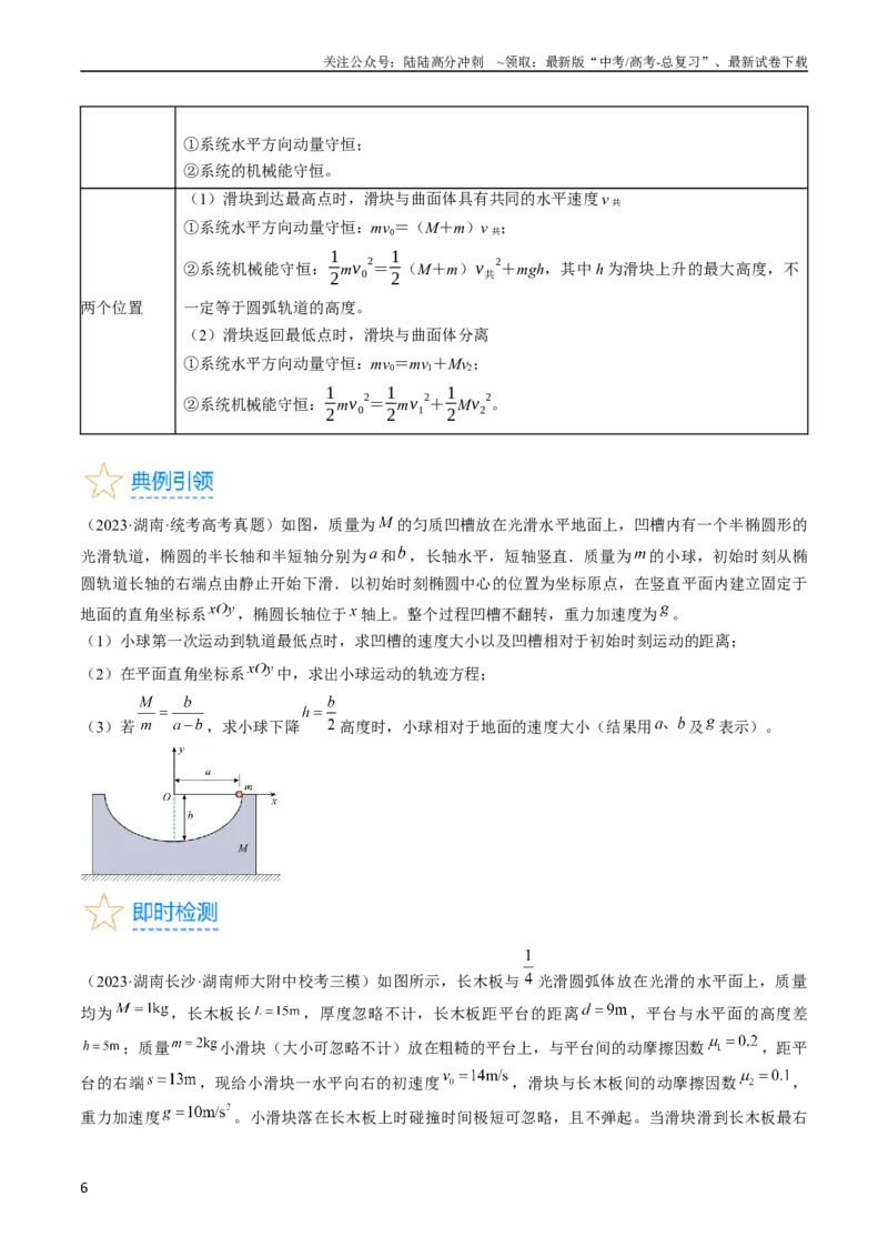 《考点31动量守恒定律中几种常见模型（原卷版）_04-物理-高考总复习_一轮复习_2024年_2024年高考物理一轮复习考点帮（全国通用）》第6页预览