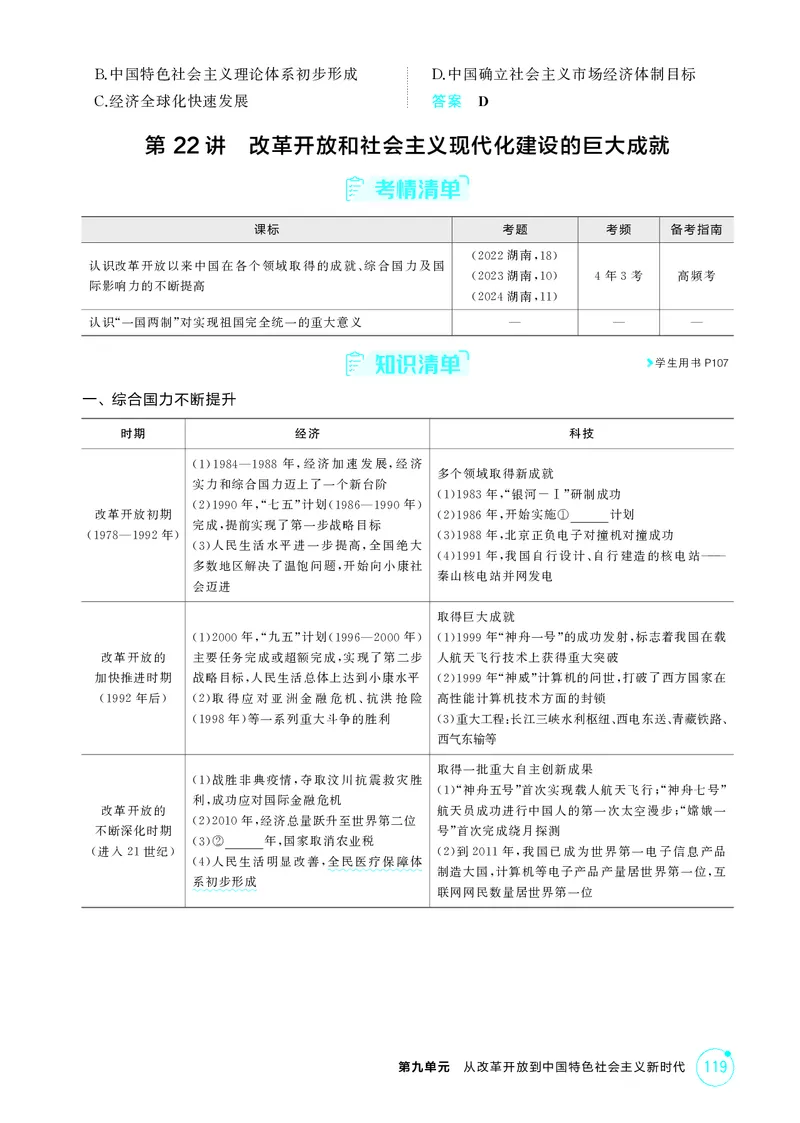 《1_09-第九单元　从改革开放到中国特色社会主义新时代_2026版教学资源包_202653高考总复习A版_湖南版_2026版.湖南版.选考总复习.历史.5·3A版_二、教师用书PDF_必修中外历史纲要（上）_596》第5页预览