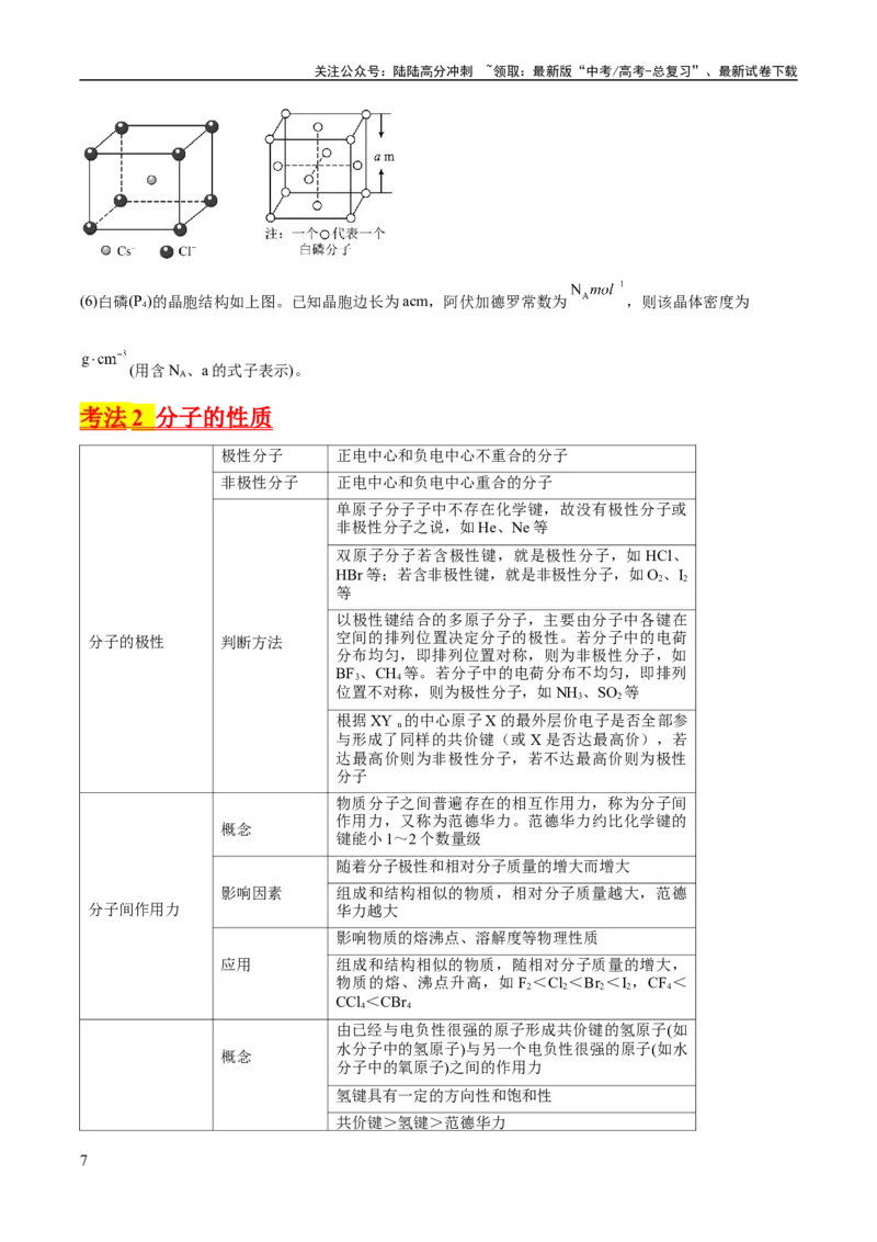 《考点20分子结构与性质（核心考点精讲精练）-备战2024年高考化学一轮复习考点帮（新高考专用）（原卷版）_05-化学-高考总复习_一轮复习_2024年_第5章物质结构与性质元素周期律》第7页预览