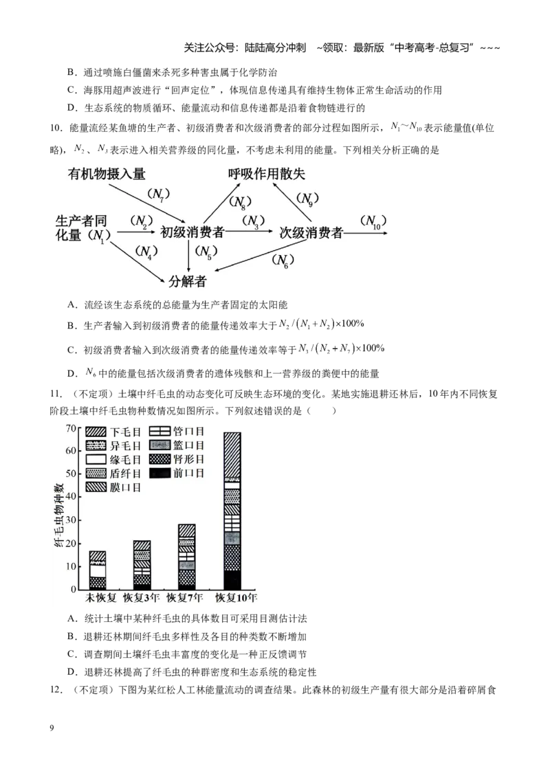 《第32讲生态系统的功能及其稳定性（专项训练）（黑吉辽蒙专用）（学生版）_06-生物-高考总复习_一轮复习_2026年-生物高考一轮复习_2026年高考生物一轮课件+讲义+练习（黑吉辽蒙专用）-G330》第9页预览